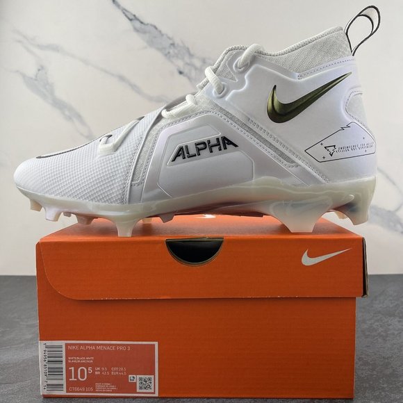 Nike Football Cleats Size 10.5 Mens Alpha Menace Pro 3 White Black For Agility - Picture 12 of 12
